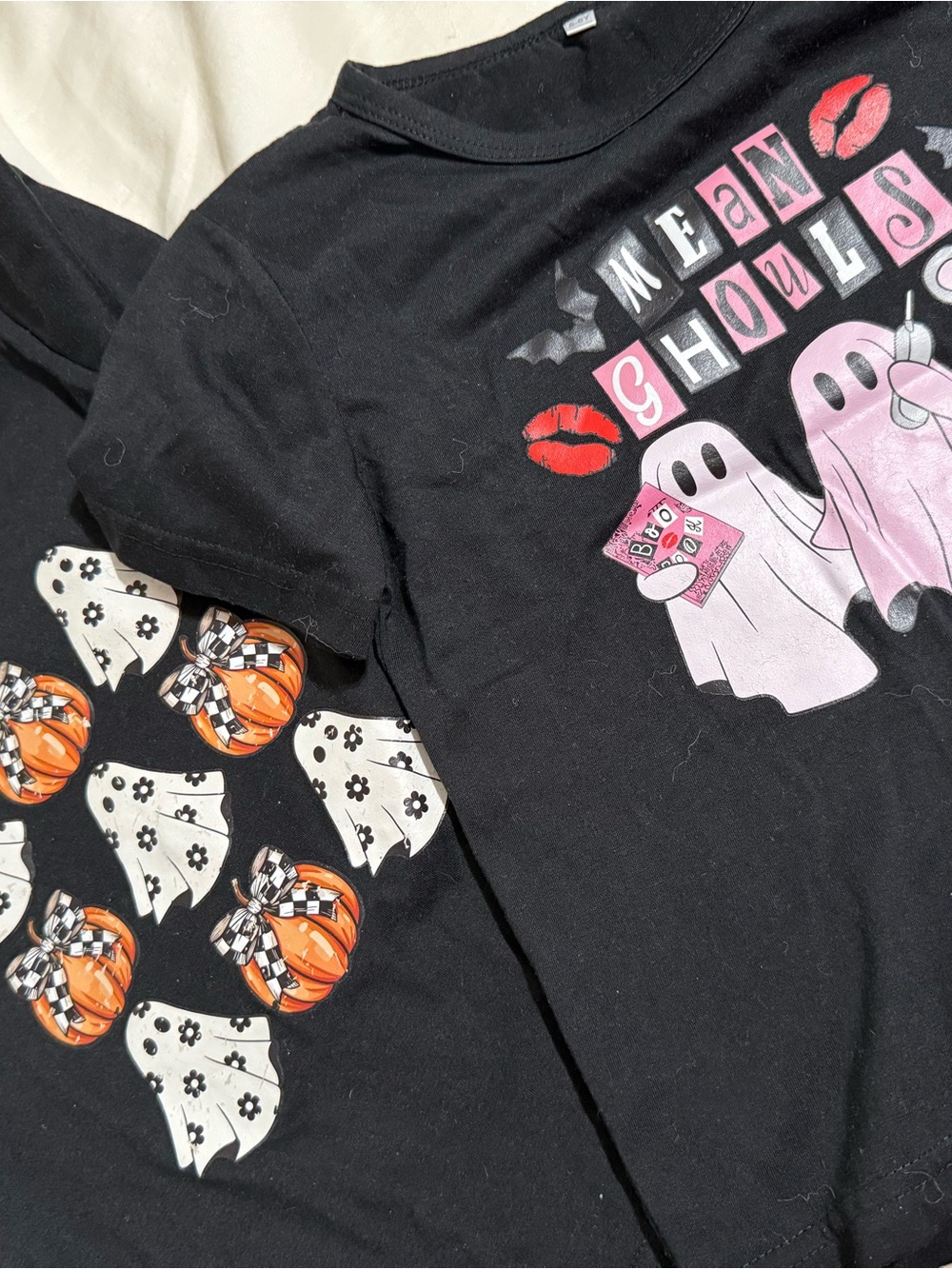 Mean Ghouls Pink Ghost Graphic Tee - Black